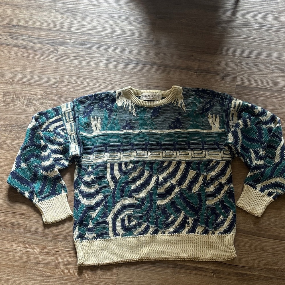 Men's Chunky Multicolor Patterned Crewneck Sweater